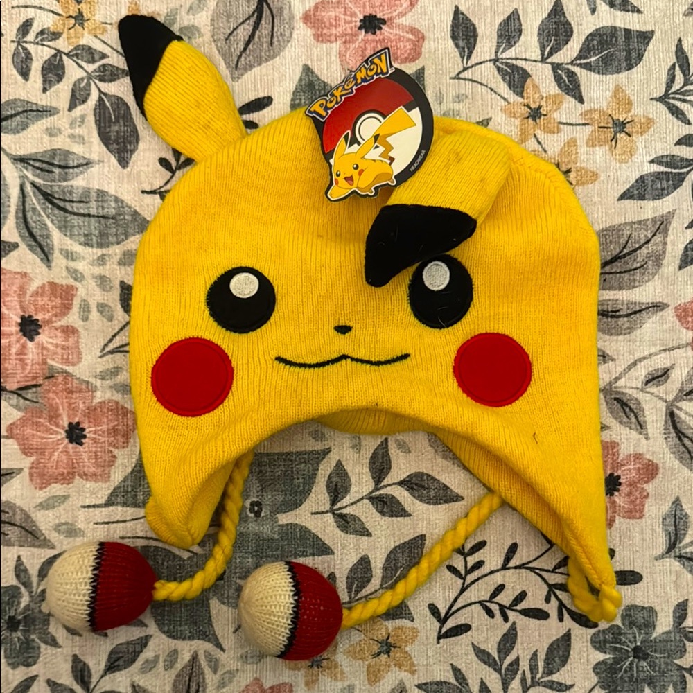 Pikachu Yellow Knit Earflap Hat for Kids